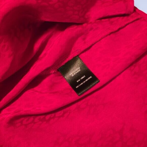 Torrid Satin Jacquard Tie Neck Button Up Blouse - Size 3X - Picture 7 of 8